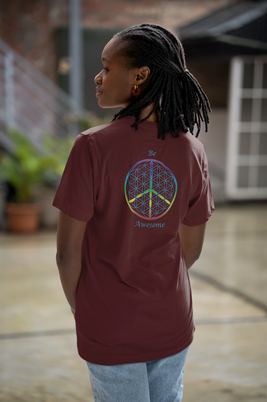 Be Awesome Tee (back, sky blue text)