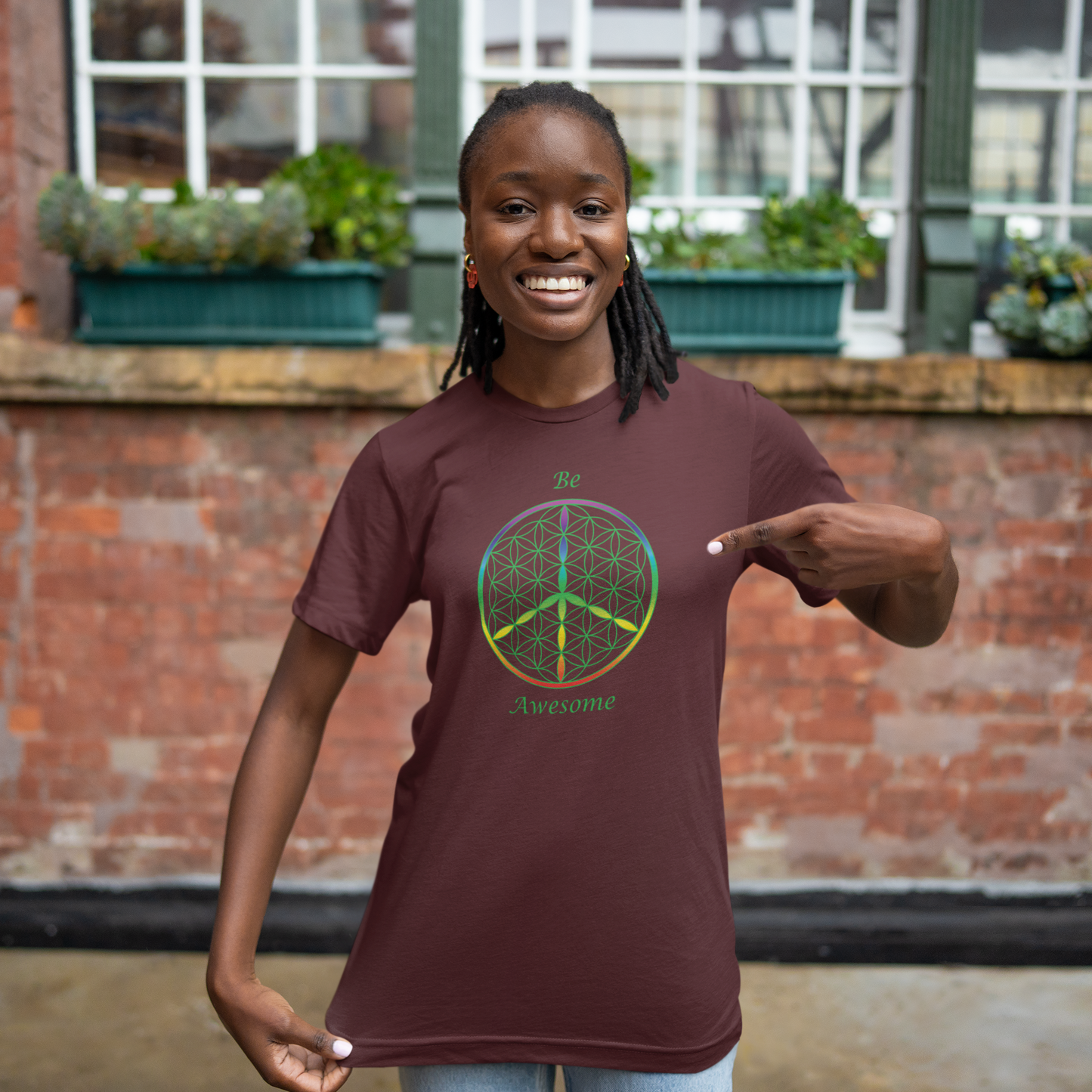 Be Awesome Tee (front, green text)