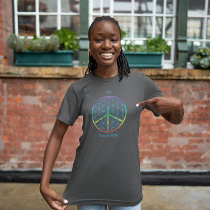 Be Awesome Tee (front, sky blue text)