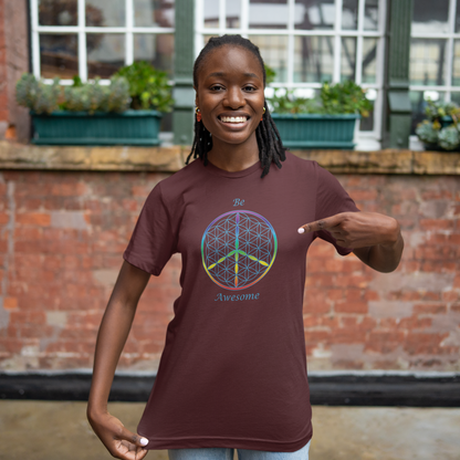 Be Awesome Tee (front, sky blue text)
