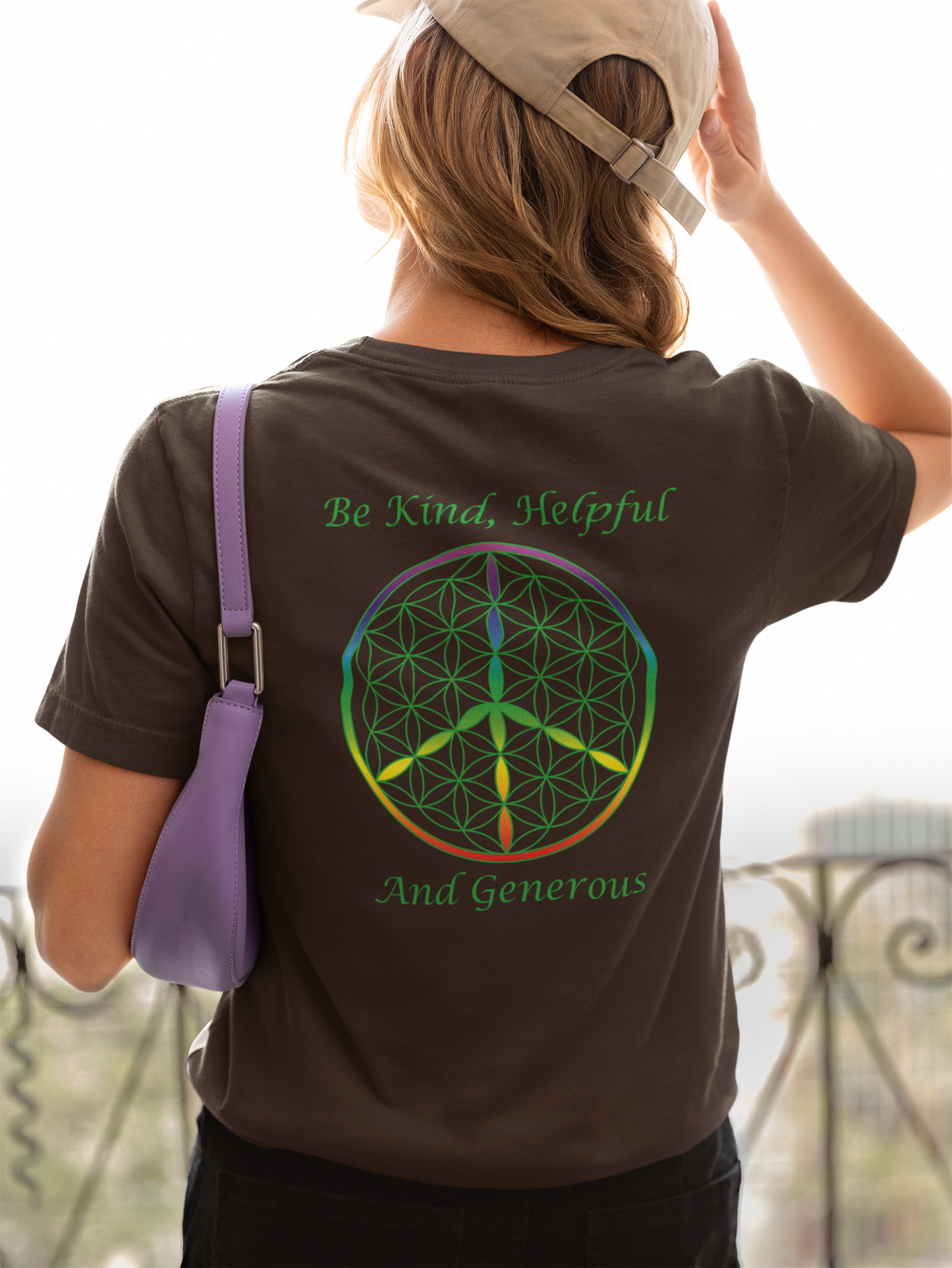 Be Kind, Helpful And Generous Tee (back, green text)