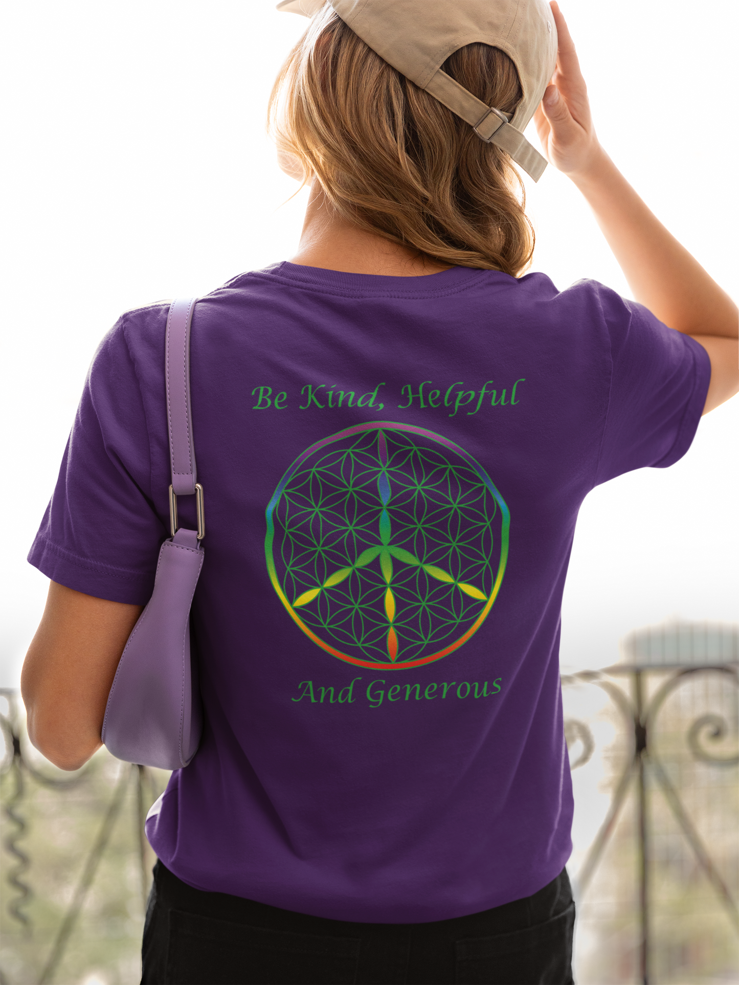 Be Kind, Helpful And Generous Tee (back, green text)