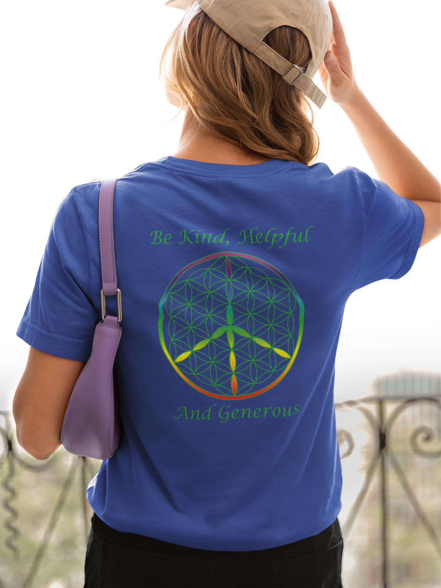 Be Kind, Helpful And Generous Tee (back, green text)