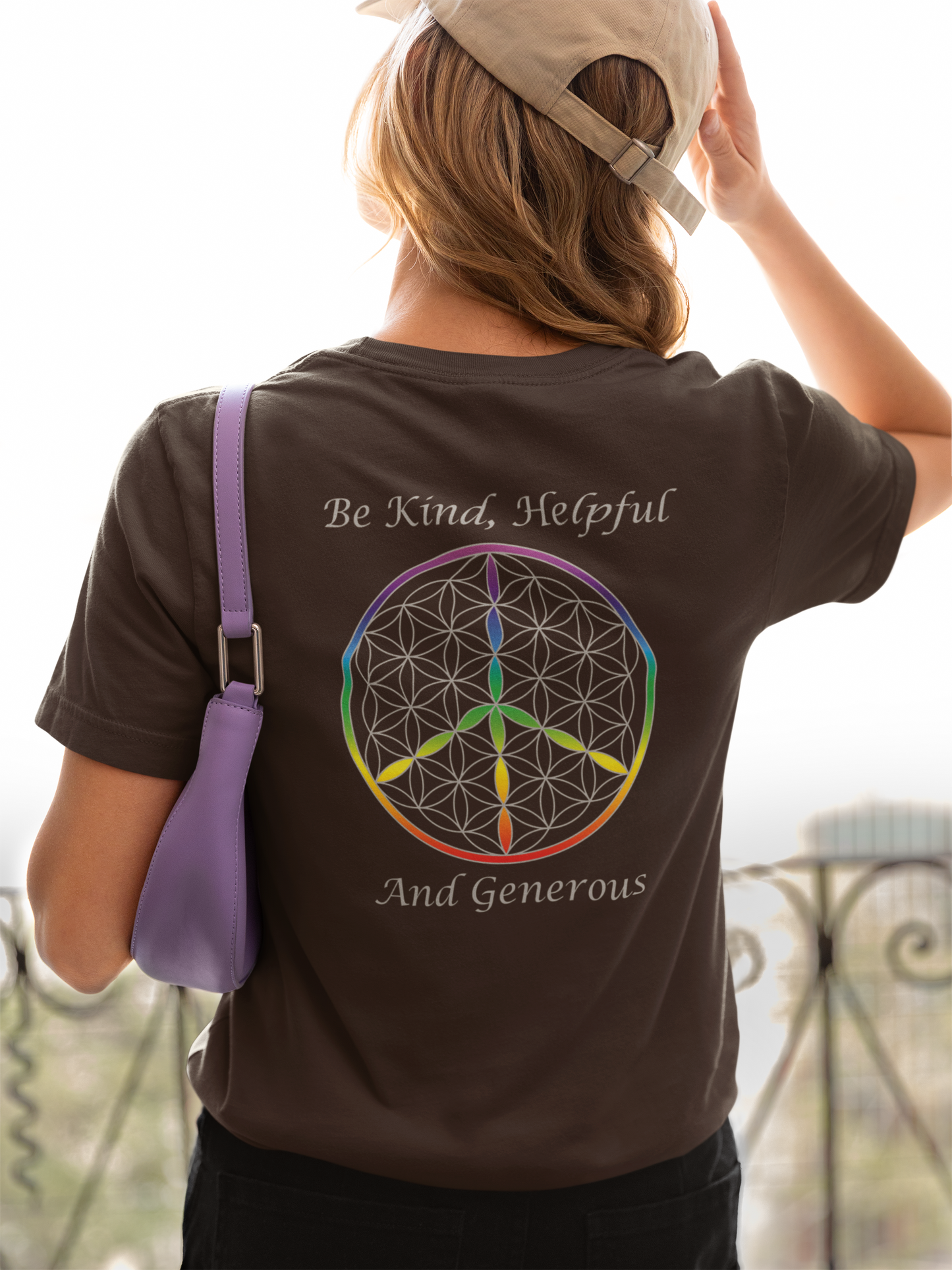 Be Kind, Helpful And Generous Tee (back, silver text)