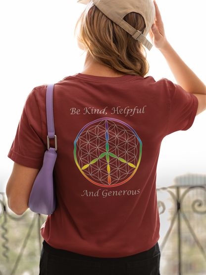 Be Kind, Helpful And Generous Tee (back, silver text)