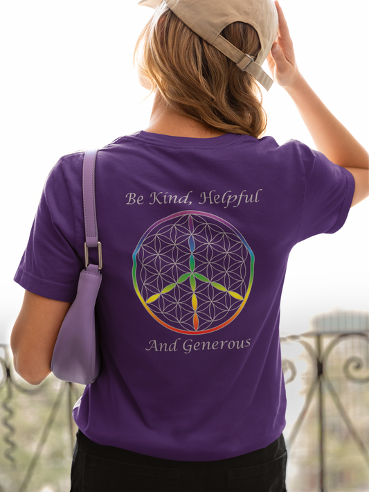 Be Kind, Helpful And Generous Tee (back, silver text)