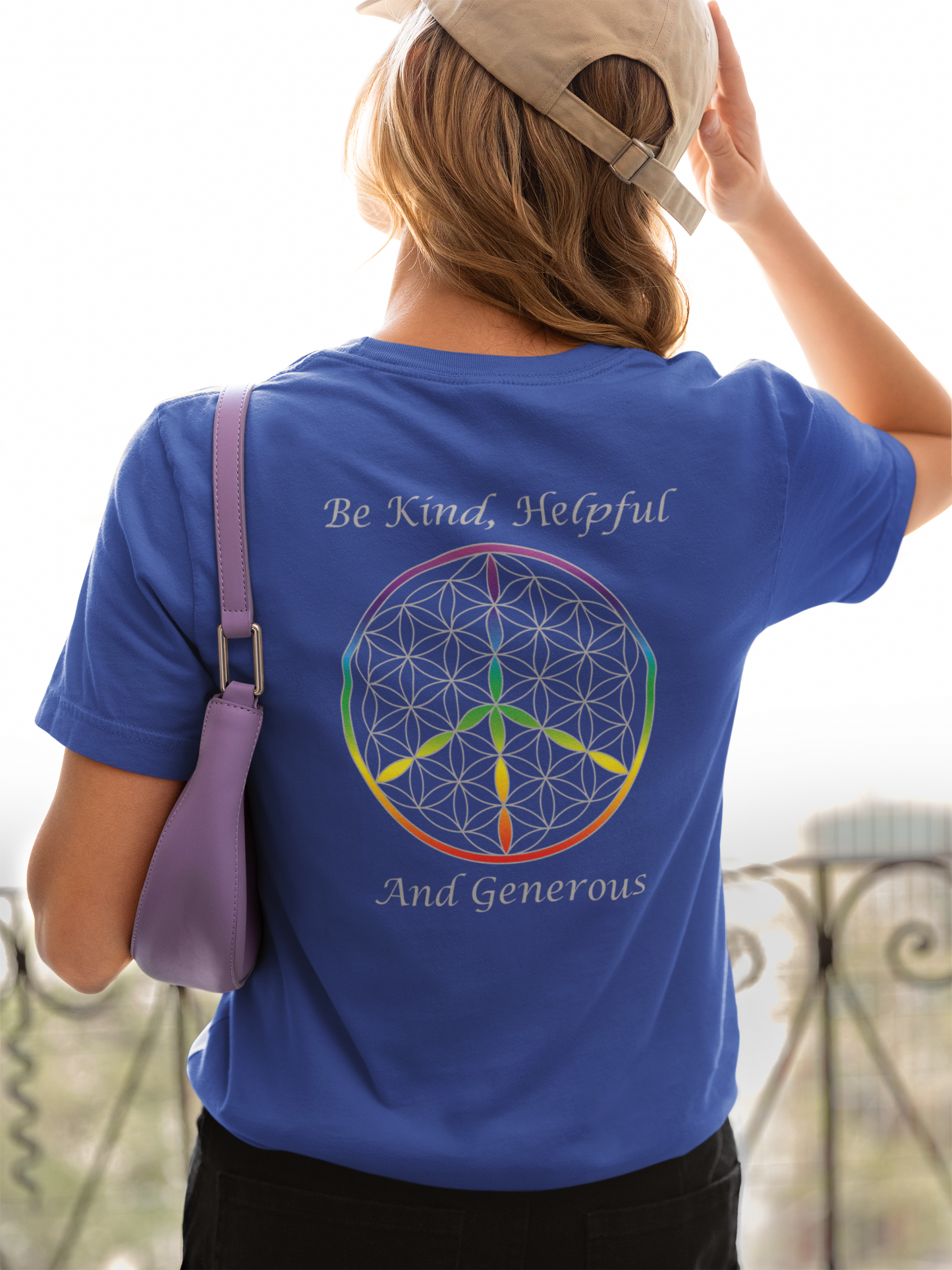Be Kind, Helpful And Generous Tee (back, silver text)