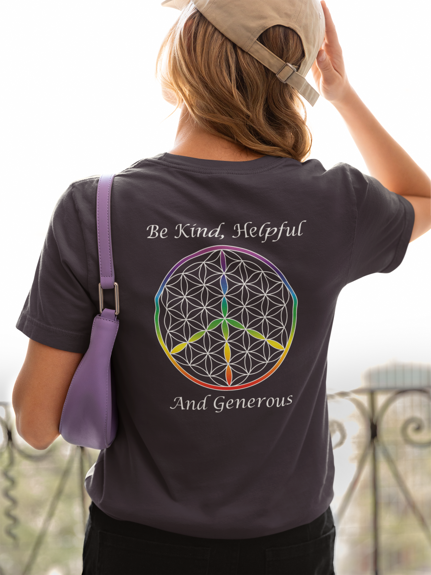 Be Kind, Helpful And Generous Tee (back, white text)