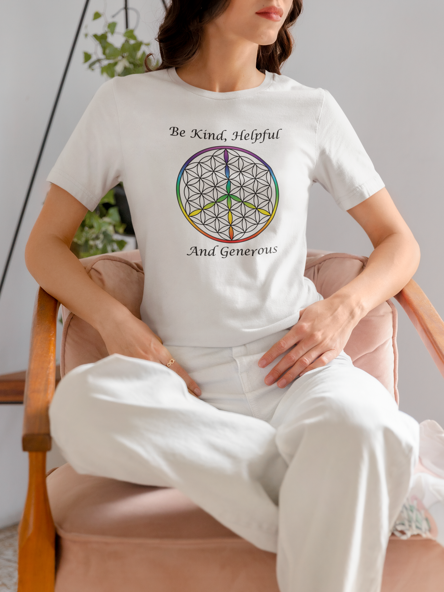 Be Kind, Helpful And Generous Tee (front, black text)