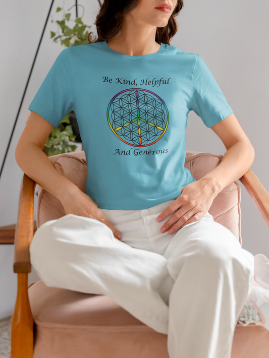 Be Kind, Helpful And Generous Tee (front, black text)