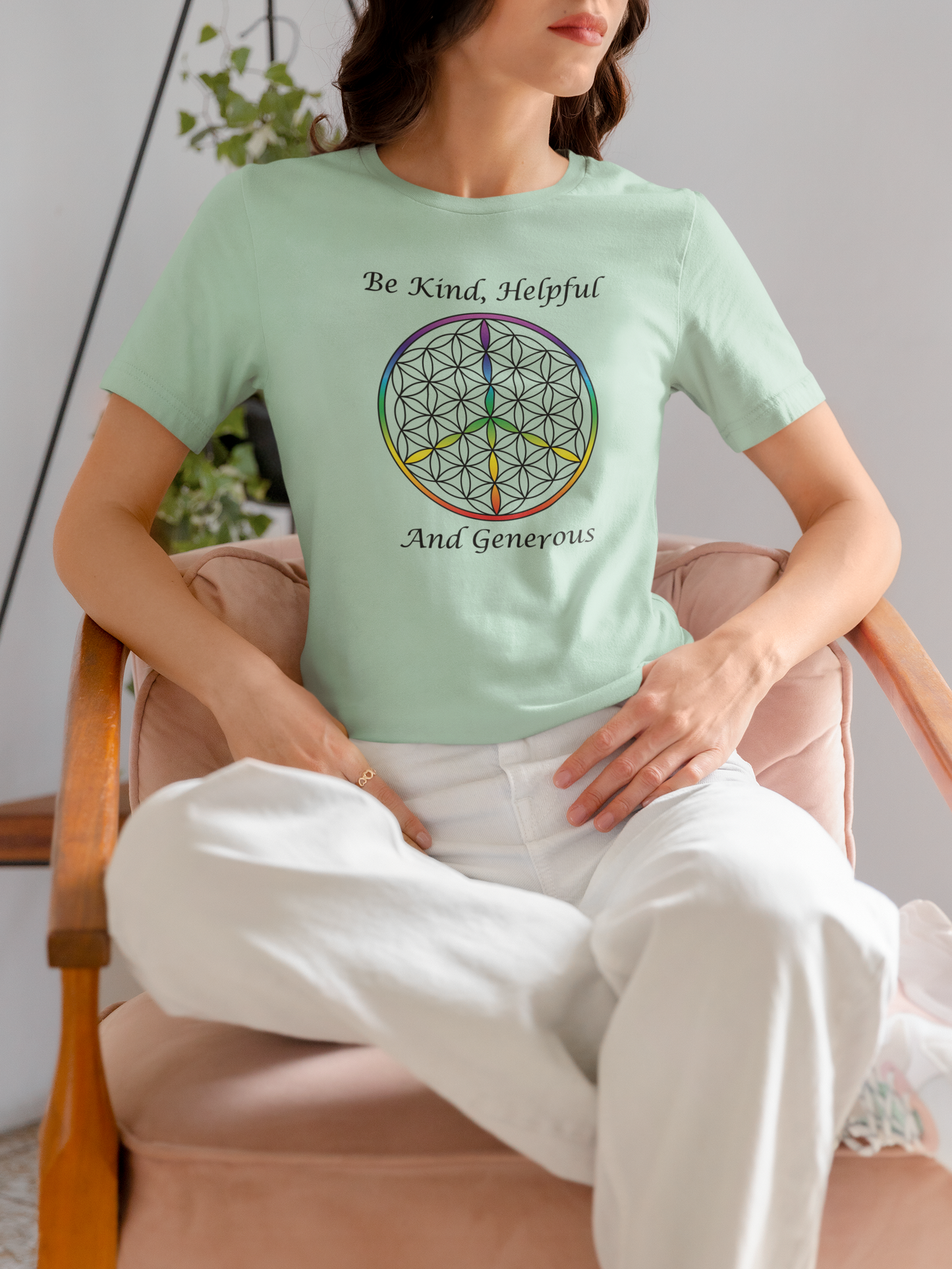 Be Kind, Helpful And Generous Tee (front, black text)