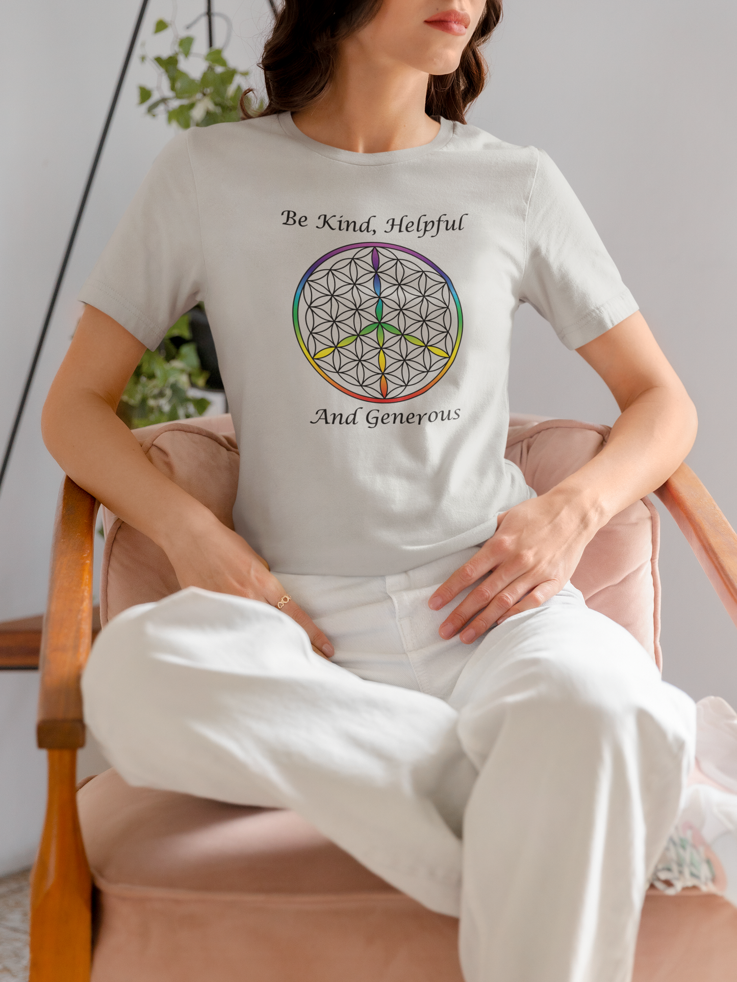 Be Kind, Helpful And Generous Tee (front, black text)