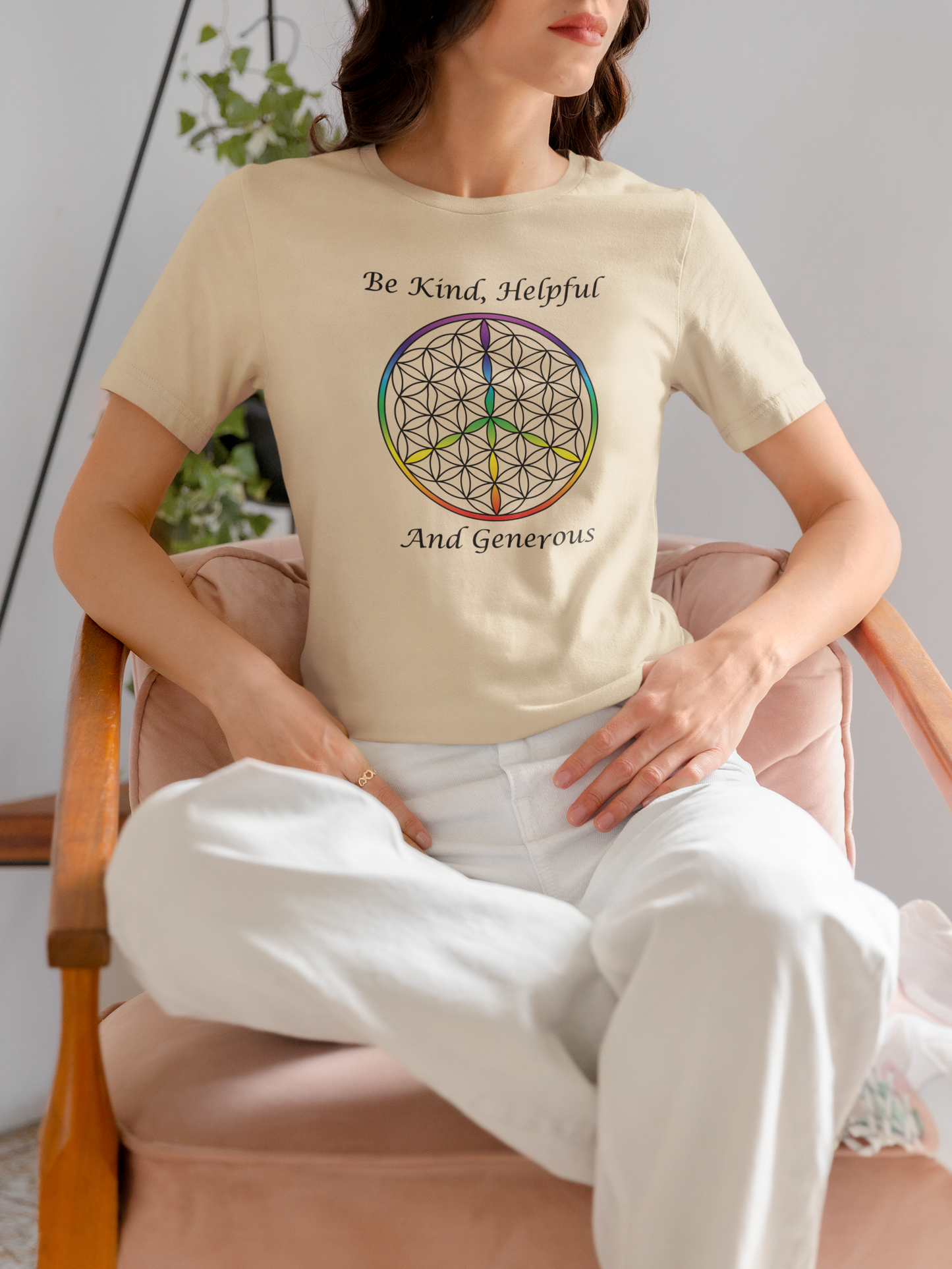 Be Kind, Helpful And Generous Tee (front, black text)