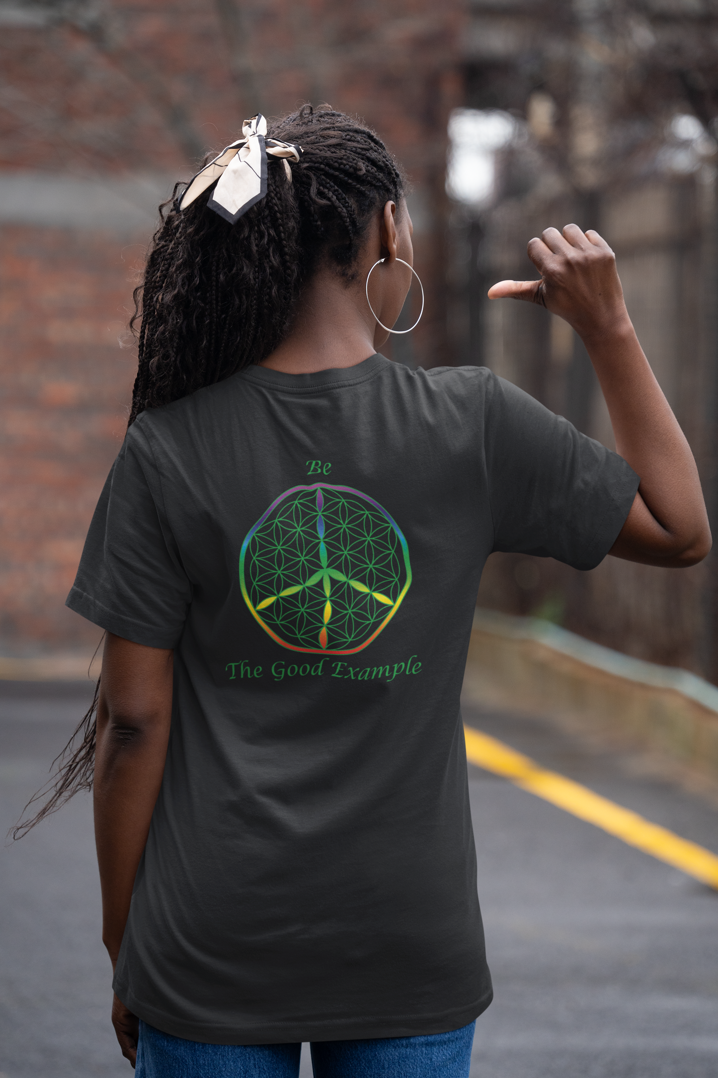 Be The Good Example Tee (back, green text)