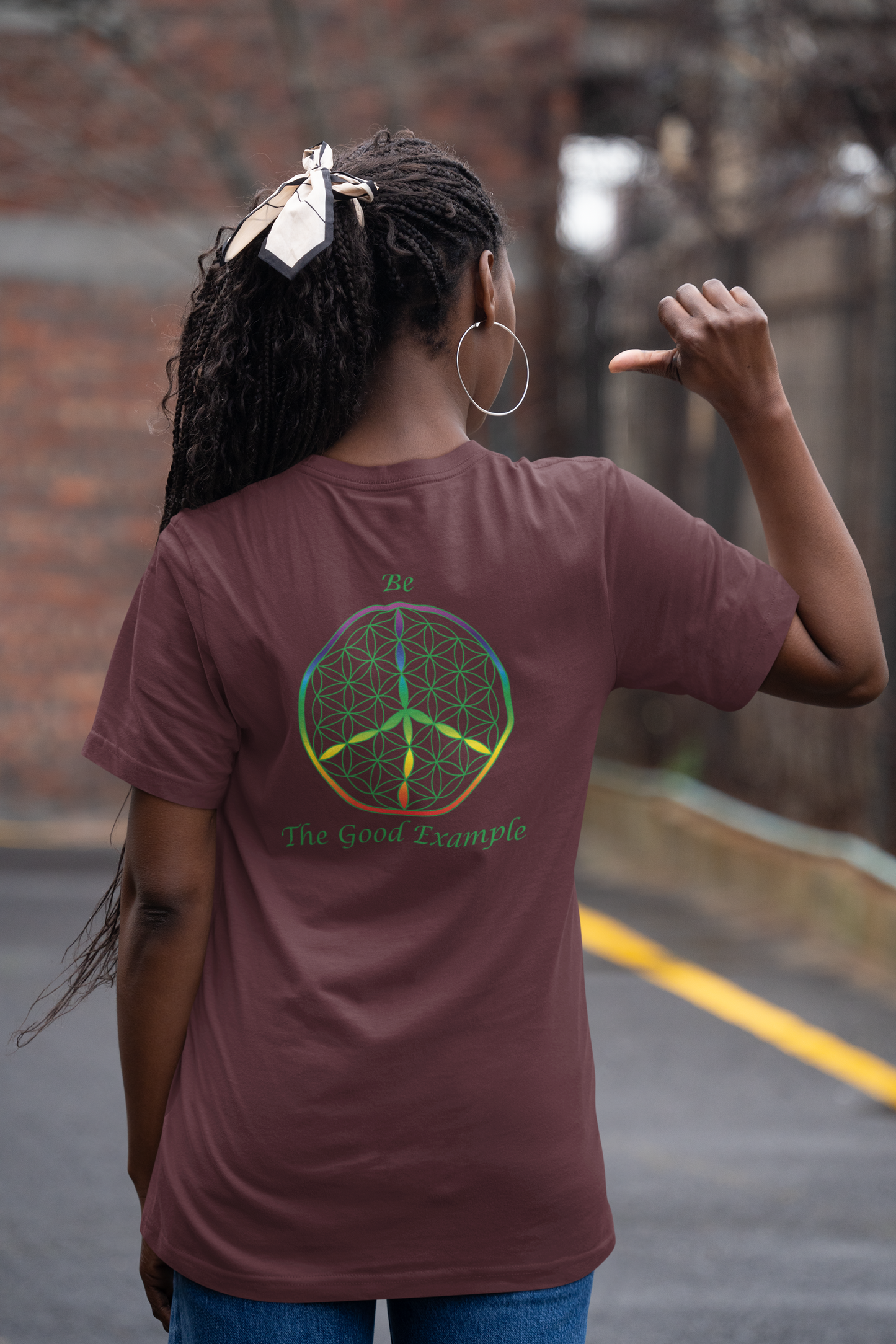 Be The Good Example Tee (back, green text)