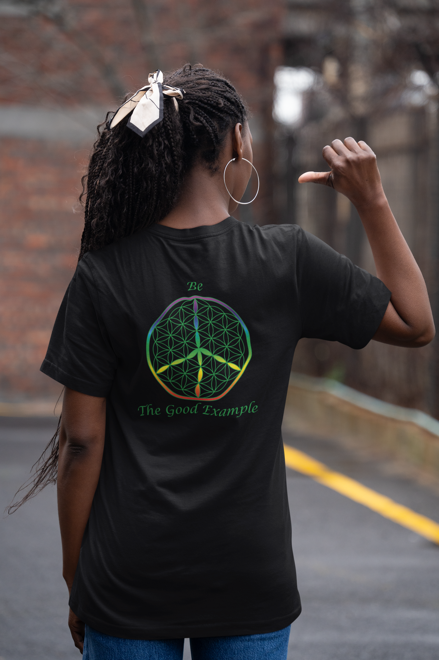 Be The Good Example Tee (back, green text)