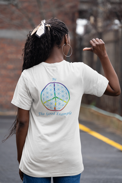 Be The Good Example Tee (back, sky blue text)