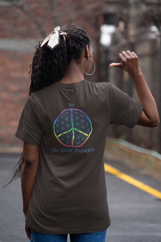 Be The Good Example Tee (back, sky blue text)