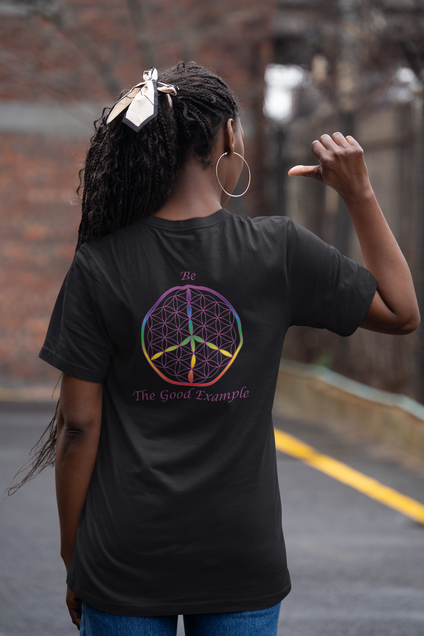 Be The Good Example Tee (back, violet text)