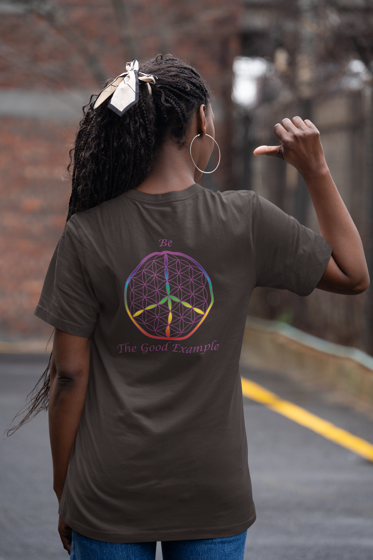Be The Good Example Tee (back, violet text)