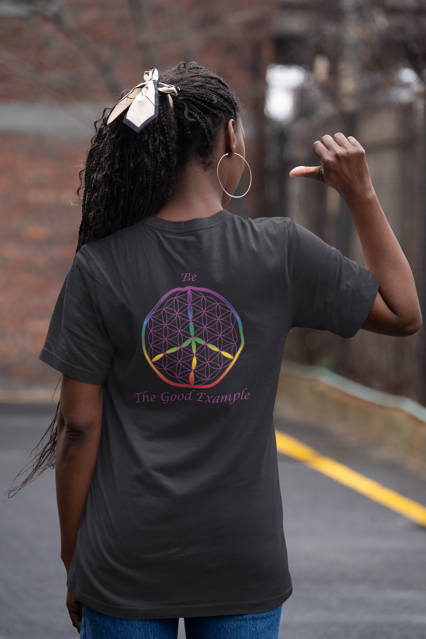 Be The Good Example Tee (back, violet text)
