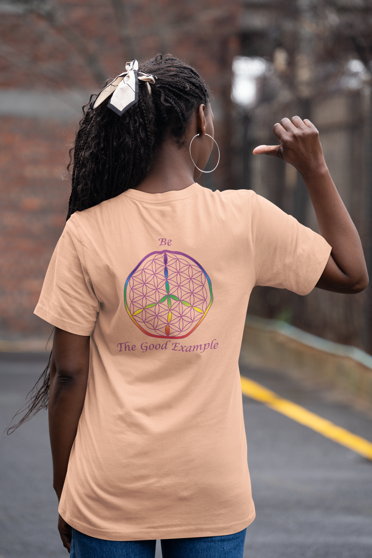 Be The Good Example Tee (back, violet text)