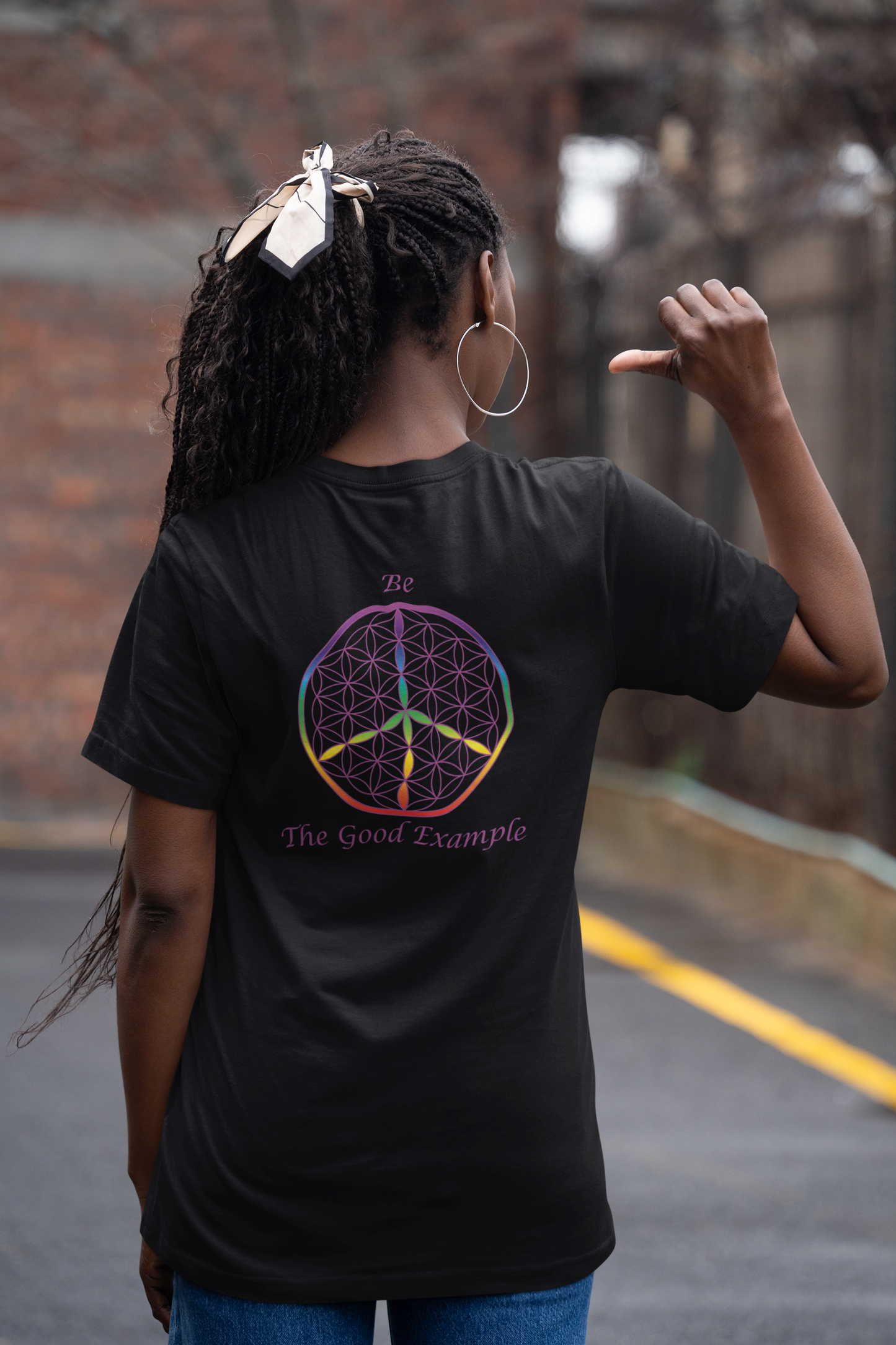 Be The Good Example Tee (back, violet text)