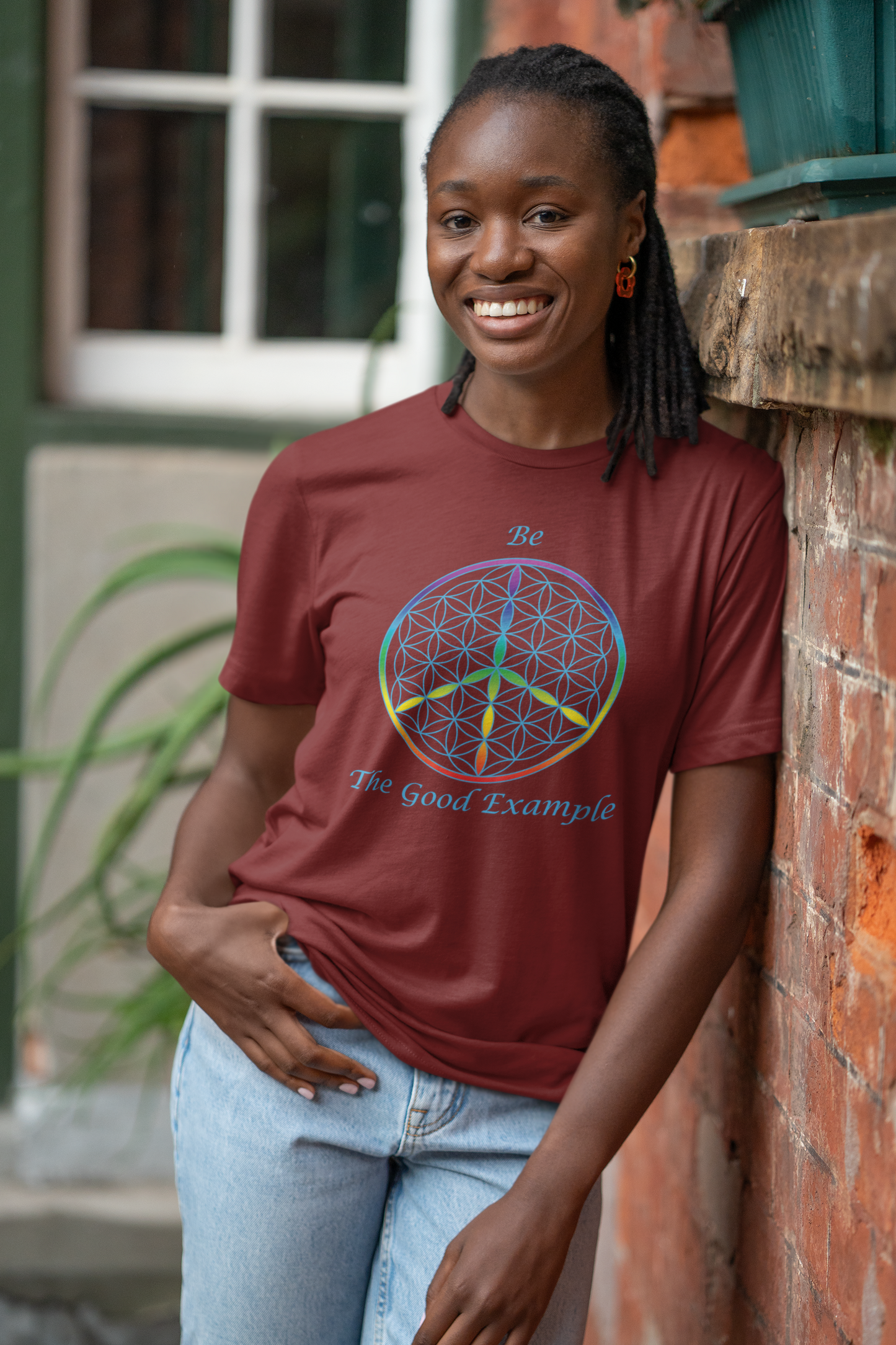 Be the Good Example Tee (front, sky blue text)