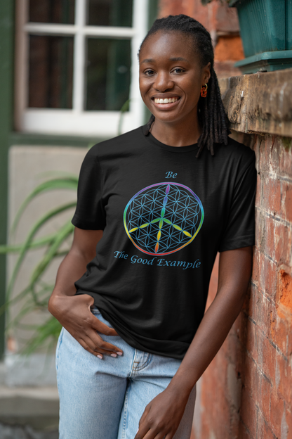 Be the Good Example Tee (front, sky blue text)