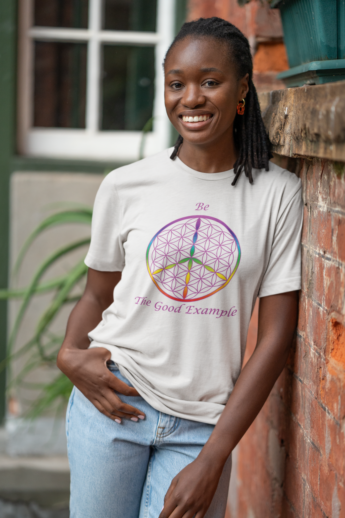 Be the Good Example Tee (front, violet text)