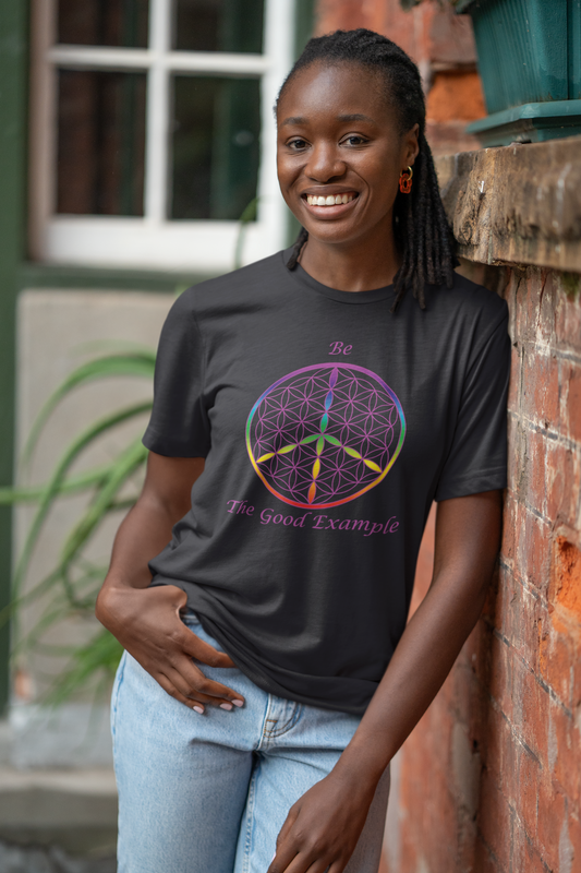 Be the Good Example Tee (front, violet text)