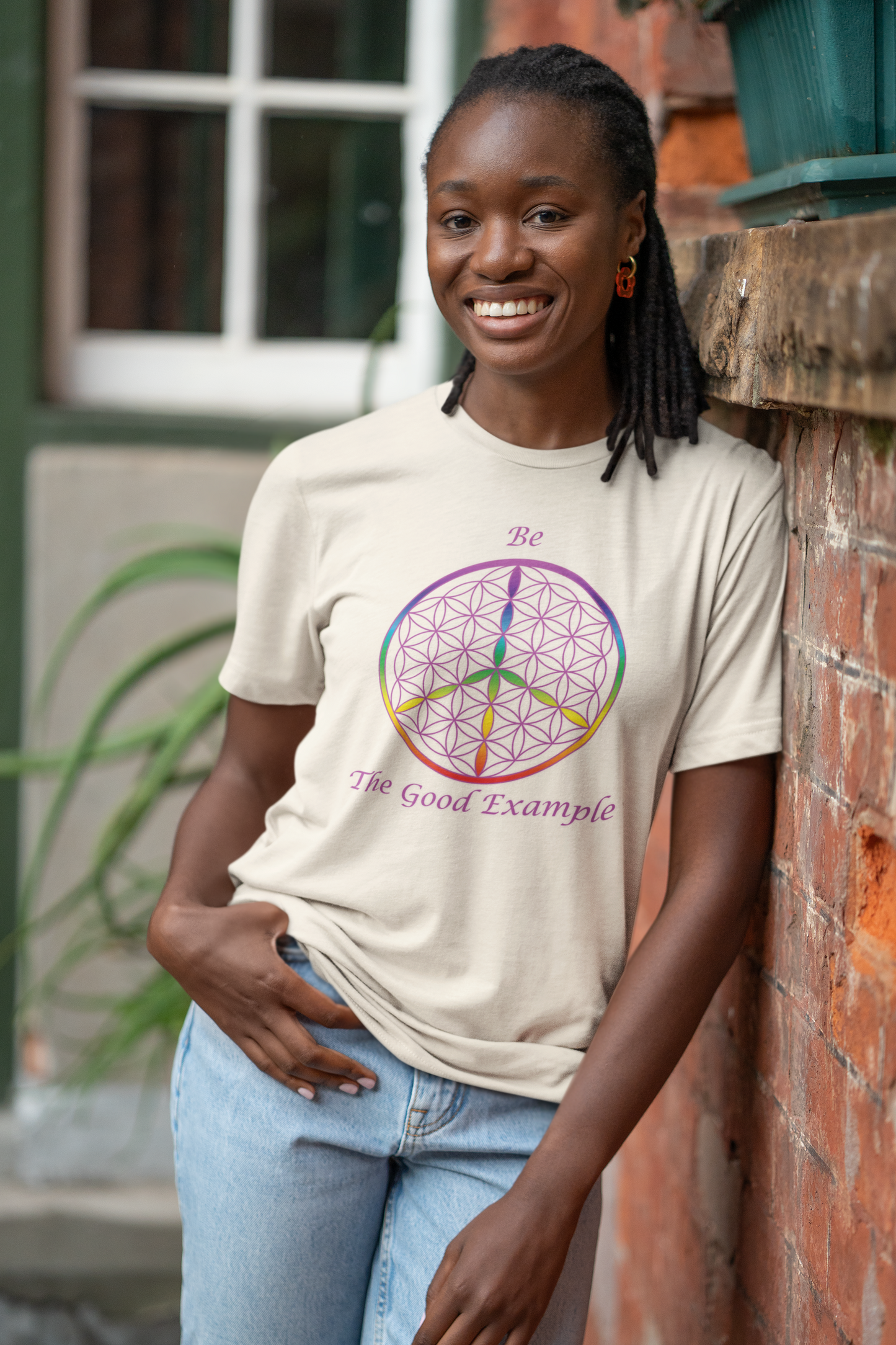 Be the Good Example Tee (front, violet text)