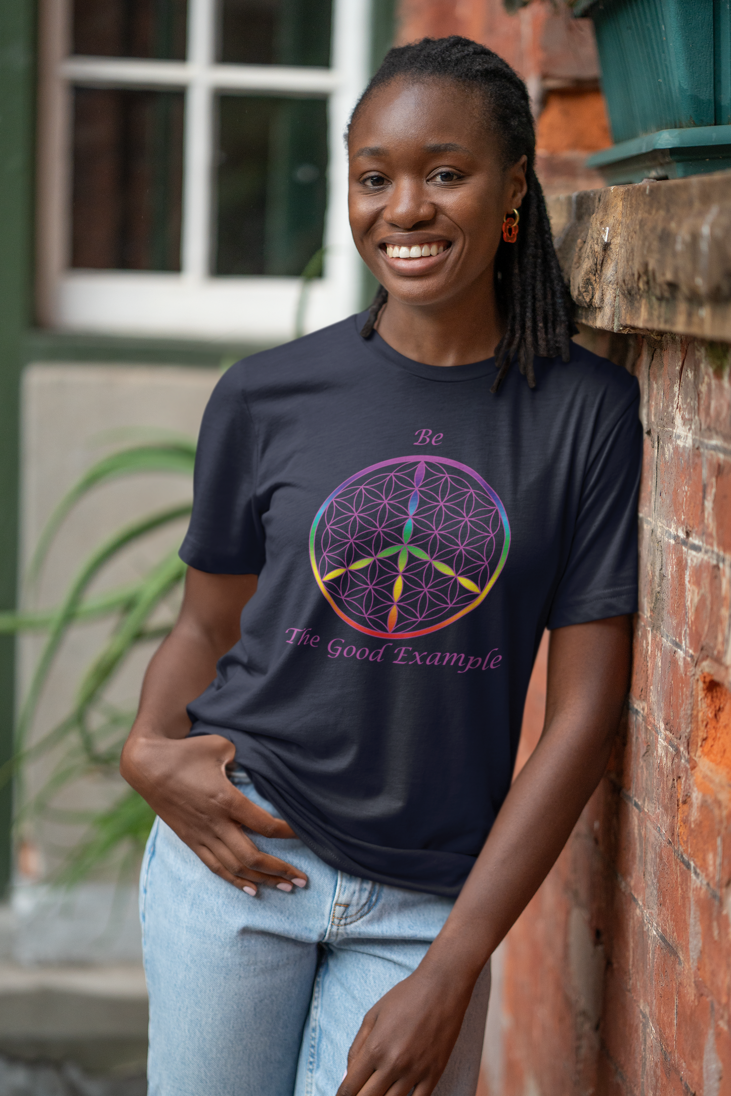Be the Good Example Tee (front, violet text)