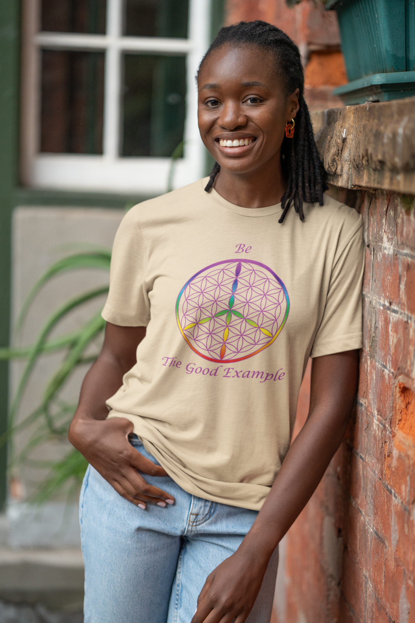 Be the Good Example Tee (front, violet text)
