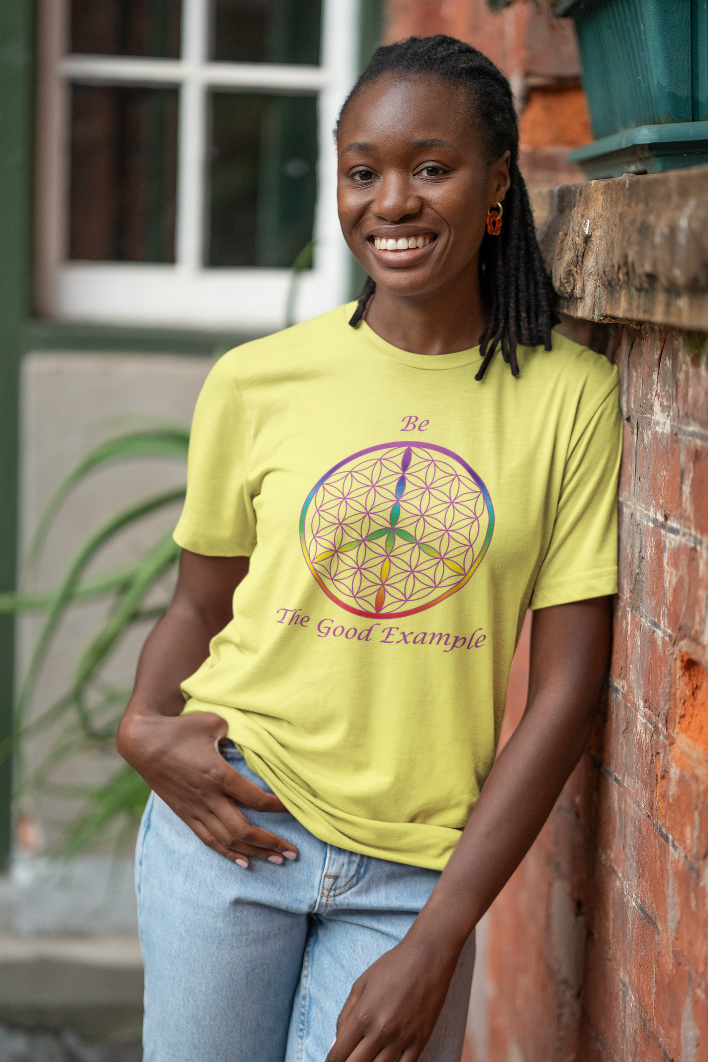 Be the Good Example Tee (front, violet text)