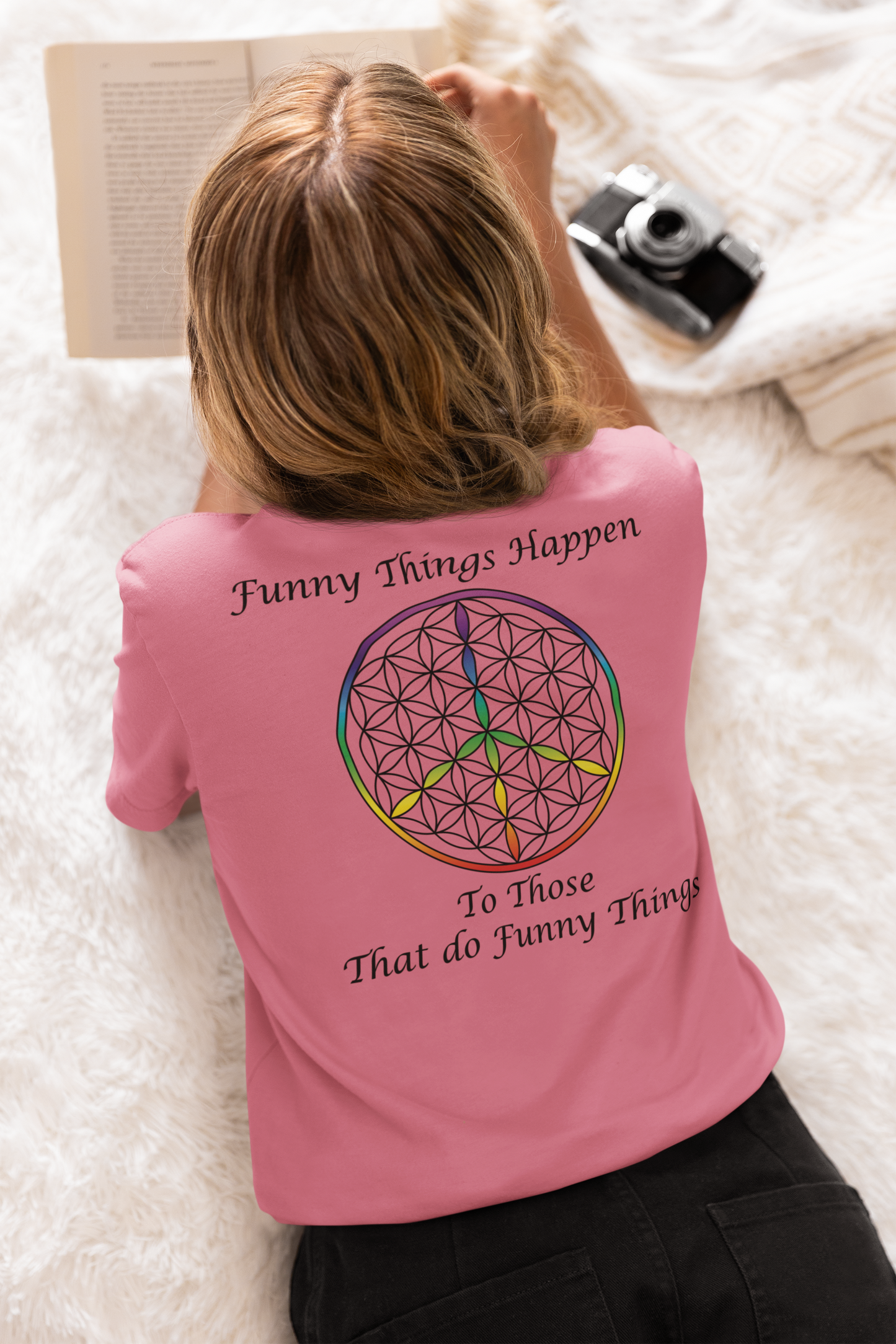 Funny Things Happen Tee (back, black text)