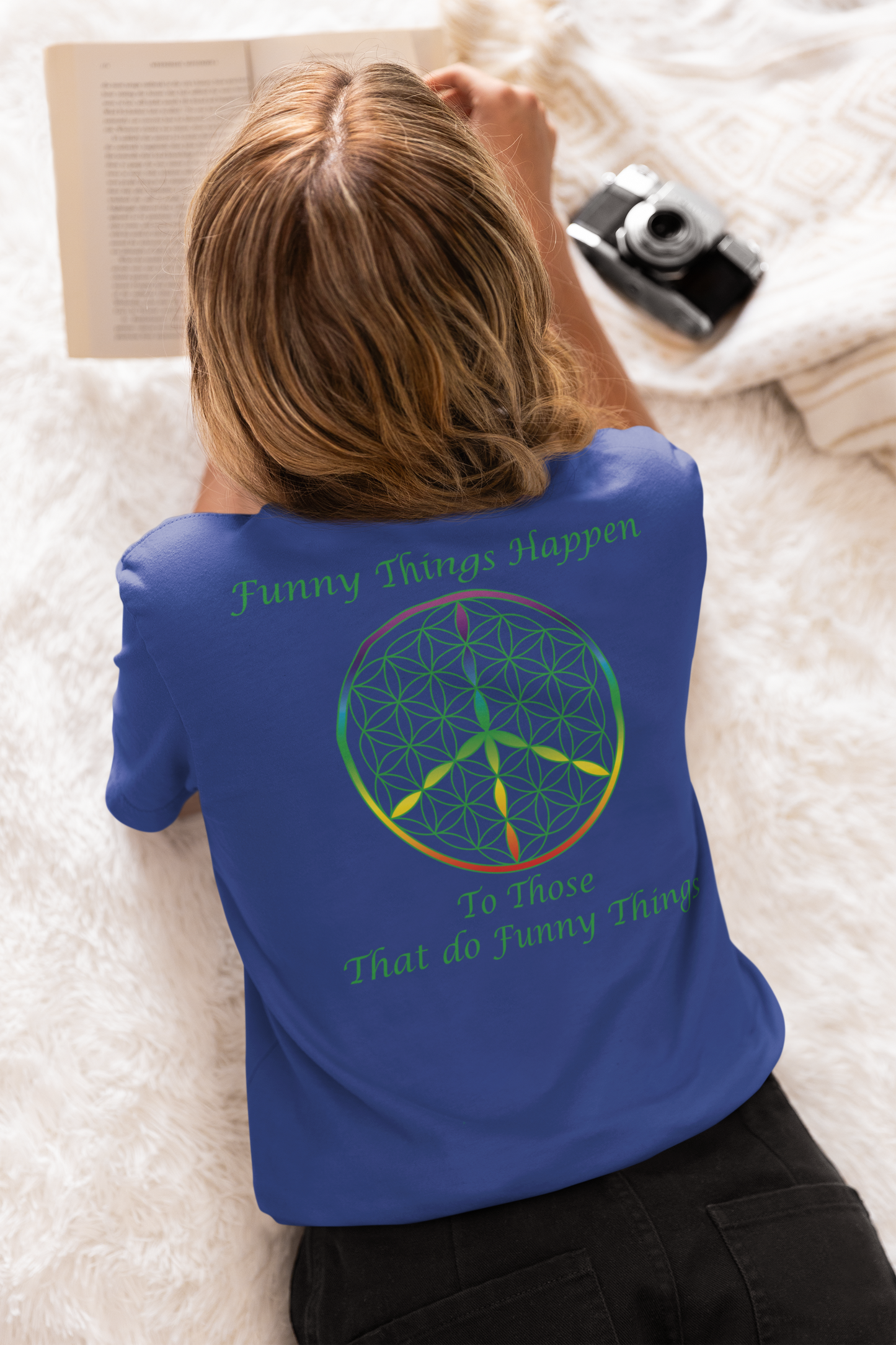 Funny Things Happen Tee (back, green text)
