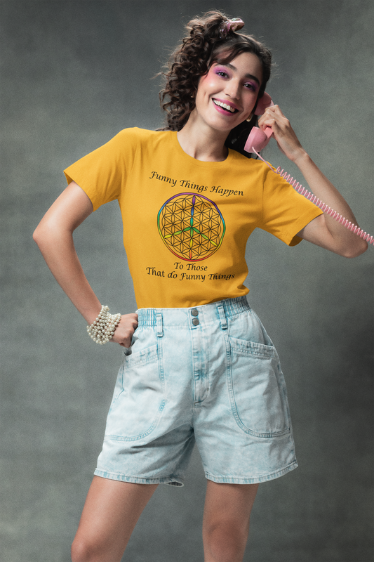 Funny Things Happen Tee (front, black text)