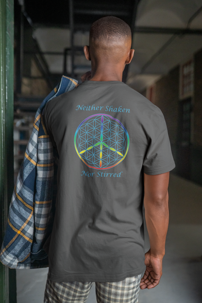 Neither Shaken Nor Stirred Tee (back, sky blue text)