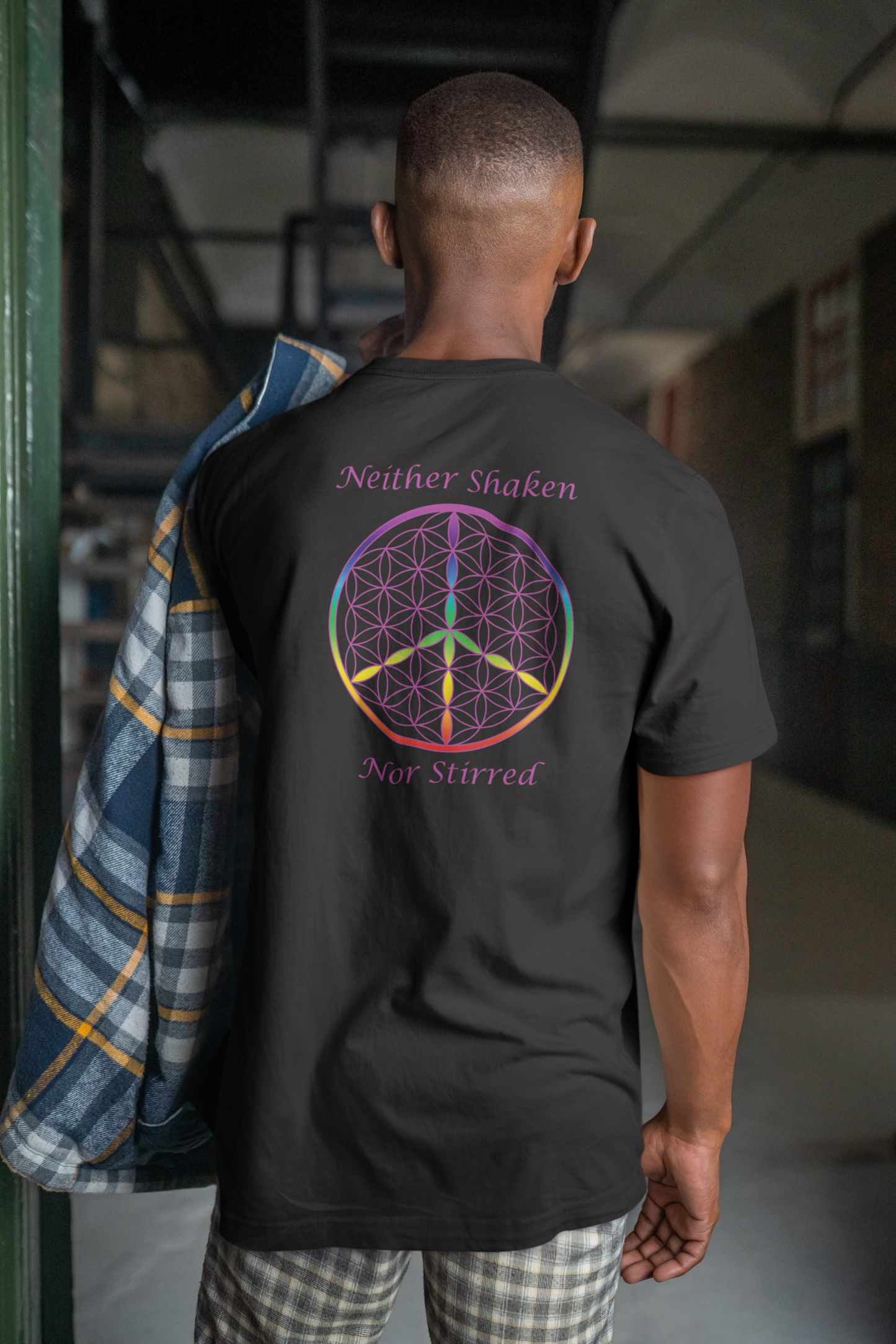 Neither Shaken Nor Stirred Tee (back, violet text)