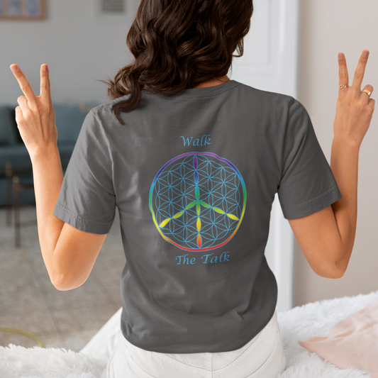 Walk The Talk Tee (back, sky blue text)