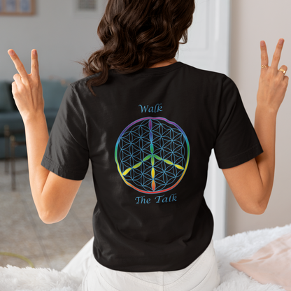 Walk The Talk Tee (back, sky blue text)
