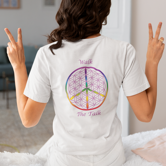 Walk The Talk Tee (back, violet text)