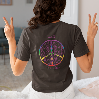 Walk The Talk Tee (back, violet text)