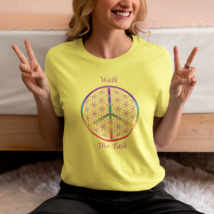 Walk The Talk Tee (front, violet text)
